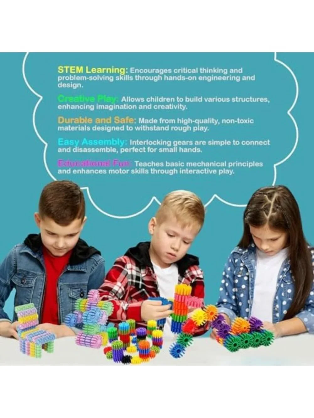 STEM Building Blocks for Kids - Safe Interlocking Construction Set, Montessori